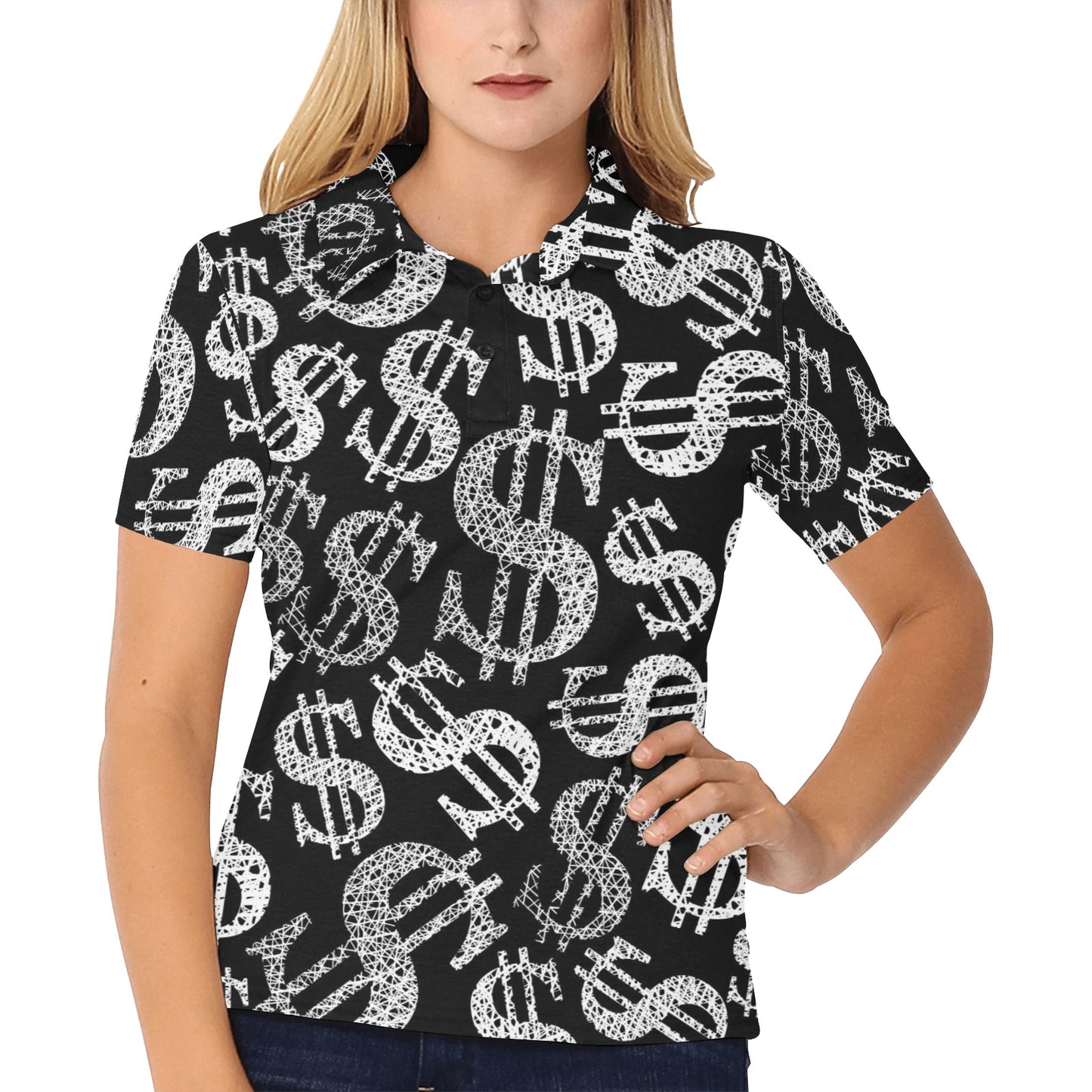 Money Pattern Print Design 02 Women's Polo Shirt