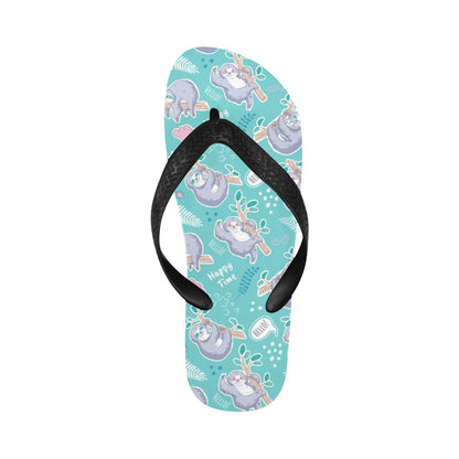 Sloth Print Design LKS309 Flip Flops