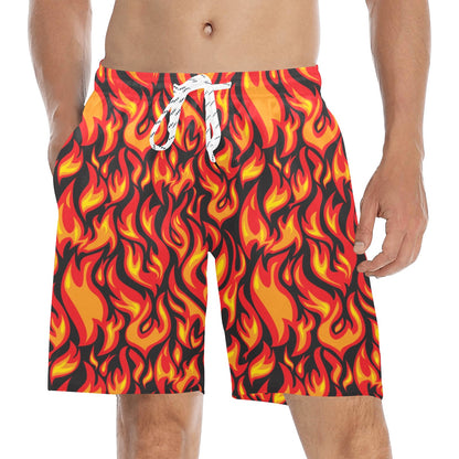 Flame Fire Print Pattern Men's Swim Trunks Beach Shorts
