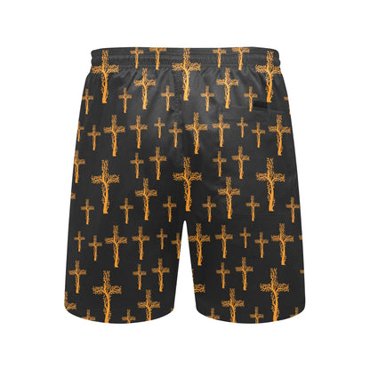 Christian Tree of Life Cross Design Men's Swim Trunks Beach Shorts