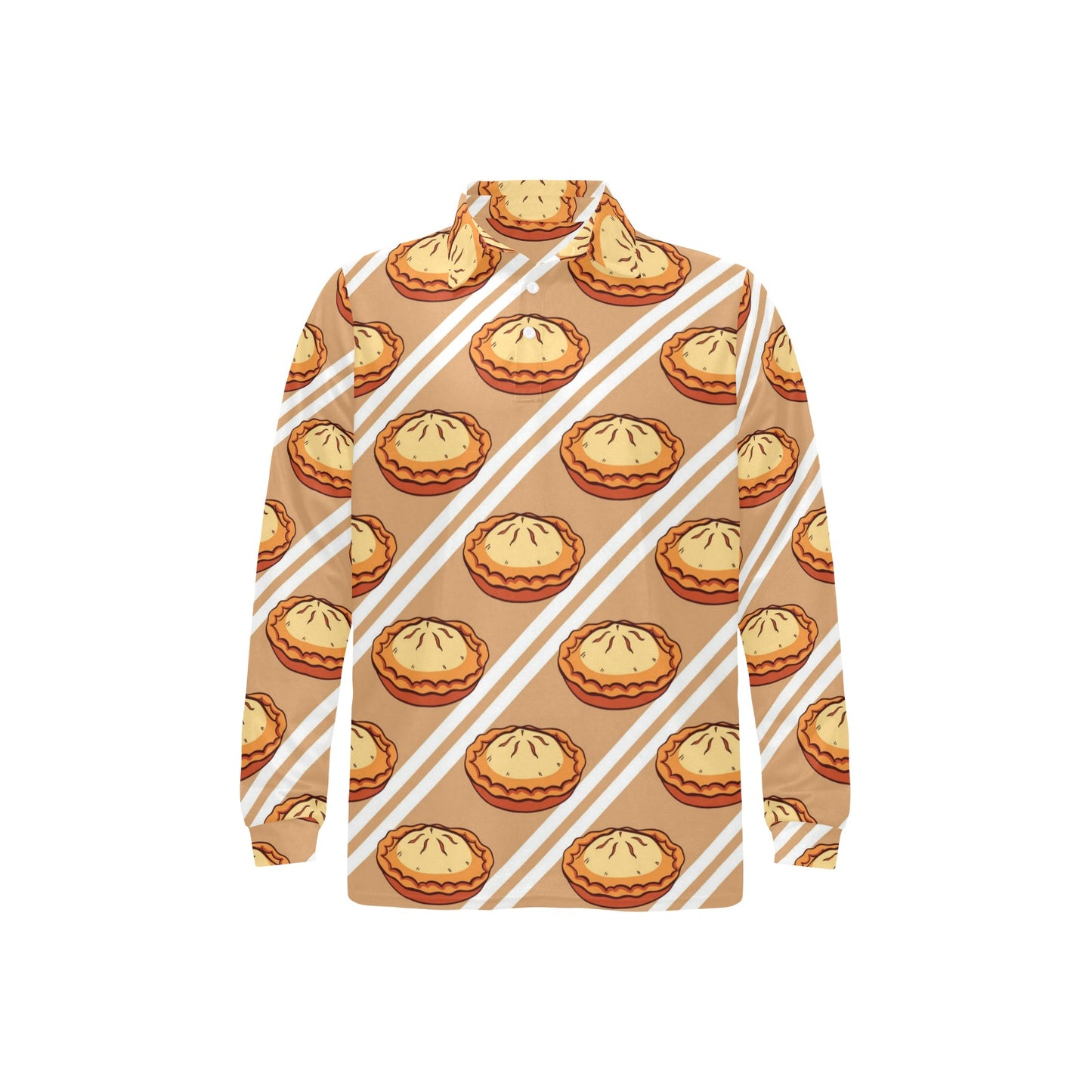 Pie Pattern Print Design A02 Long Sleeve Polo Shirt For Men's