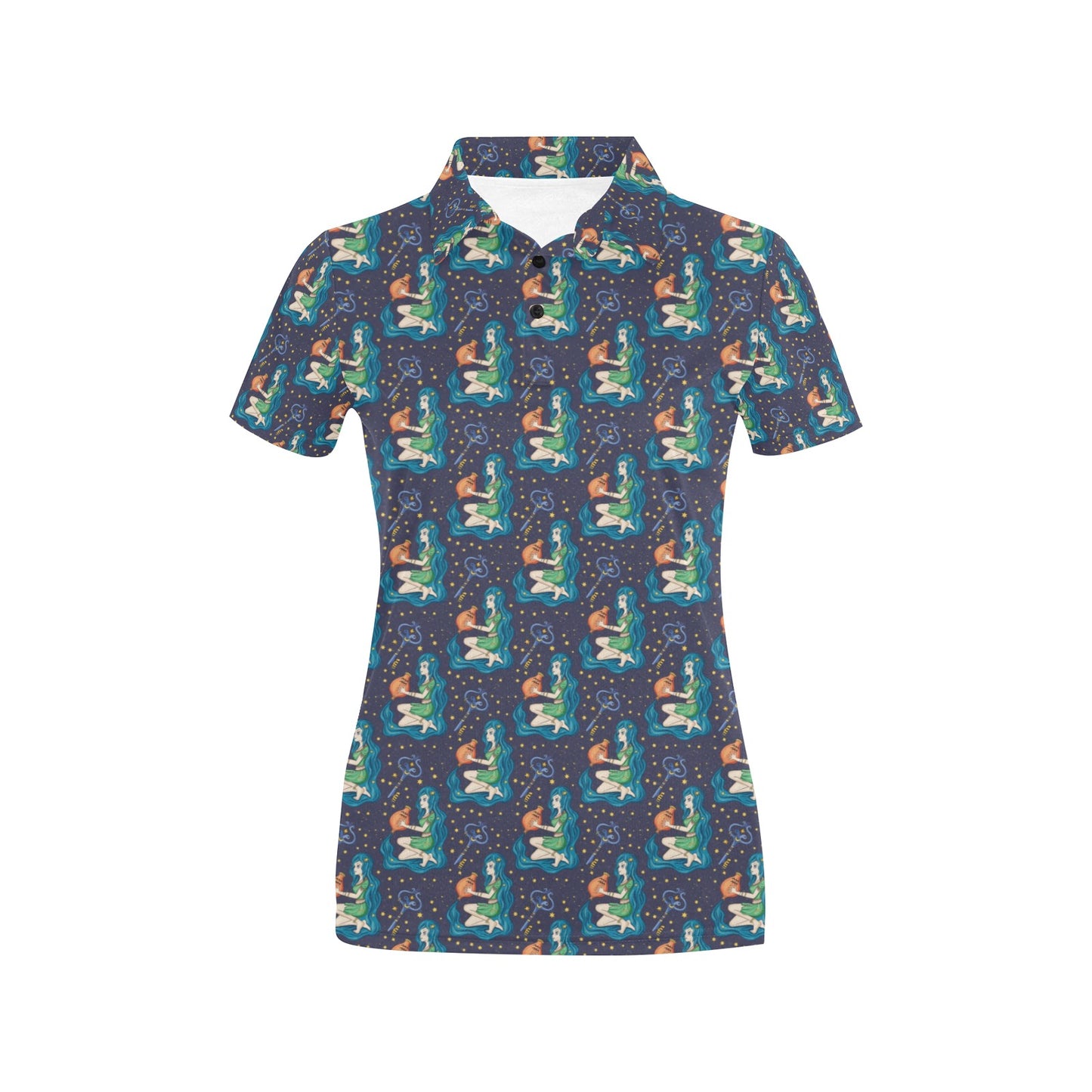 Aquarius Zodiac Pattern Print Design 03 Women's Polo Shirt