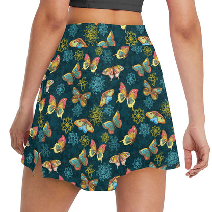 Butterfly Hand Draw Print Pattern 17" Golf & Pickleball Skort with Pockets