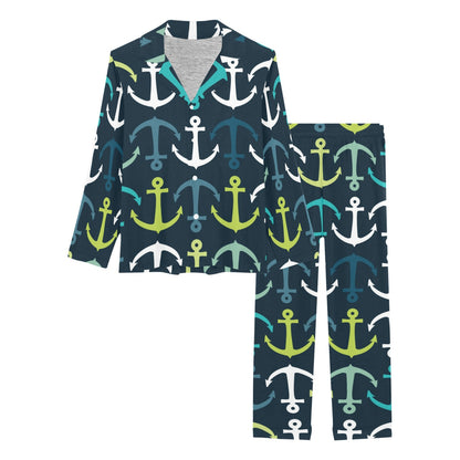 Anchor Pattern Print Design 03 Women's Long Pajama Set
