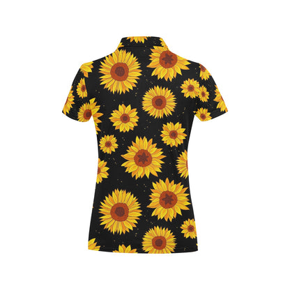 Sunflower Pattern Print Design SF09 Women's Polo Shirt