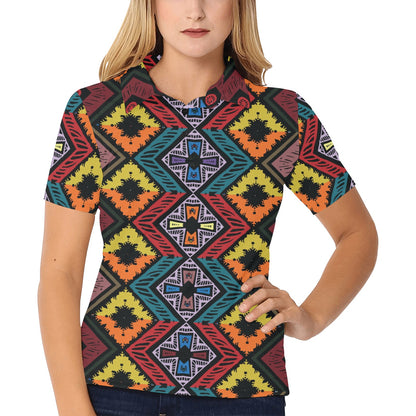 African Pattern Print Design 08 Women's Polo Shirt