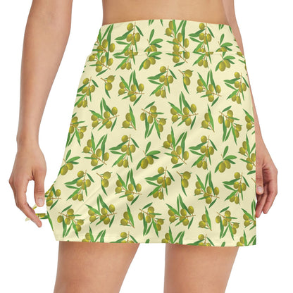 Olive Print Design LKS302 17" Golf & Pickleball Skort with Pockets