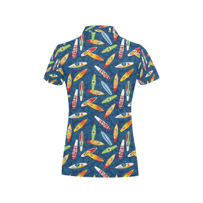 Surfboard Pattern Print Women's Polo Shirt