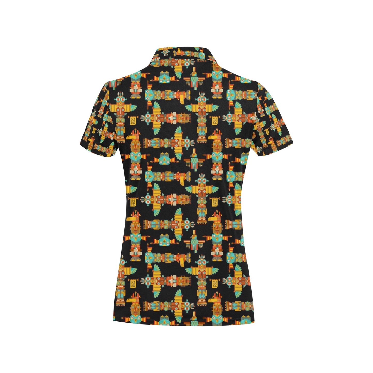 Totem Pole Cartoon Print Women's Polo Shirt