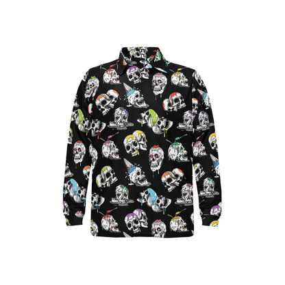 Skull Print Design LKS3013 Long Sleeve Polo Shirt For Men's