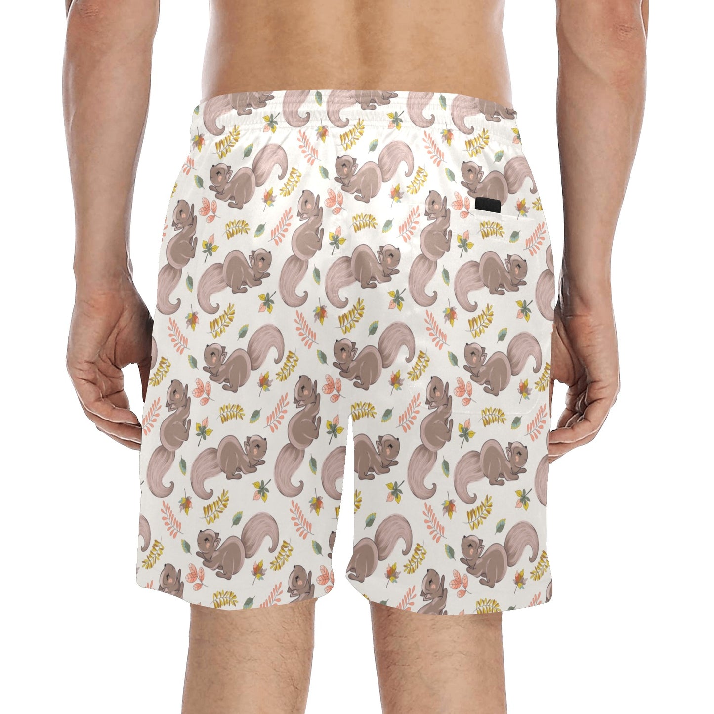 Squirrel Print Design LKS307 Men's Swim Trunks Beach Shorts