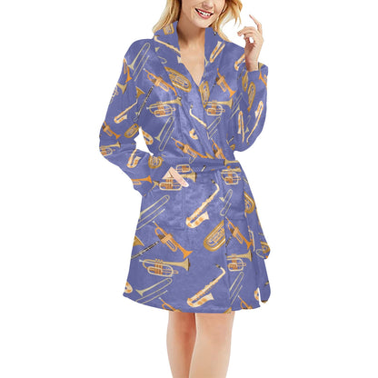 Trombone Pattern Print Design 02 Women's Fleece Robe
