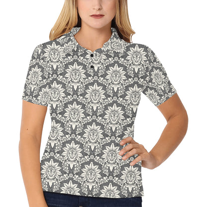 Damask Elegant Print Pattern Women's Polo Shirt