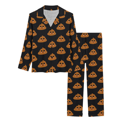 Poop Emoji Pattern Print Design A01 Women's Long Pajama Set