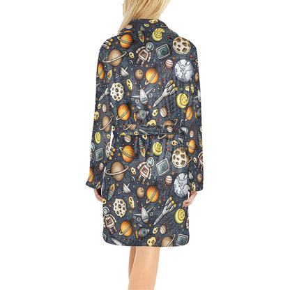 Space Pattern Print Women's Fleece Robe