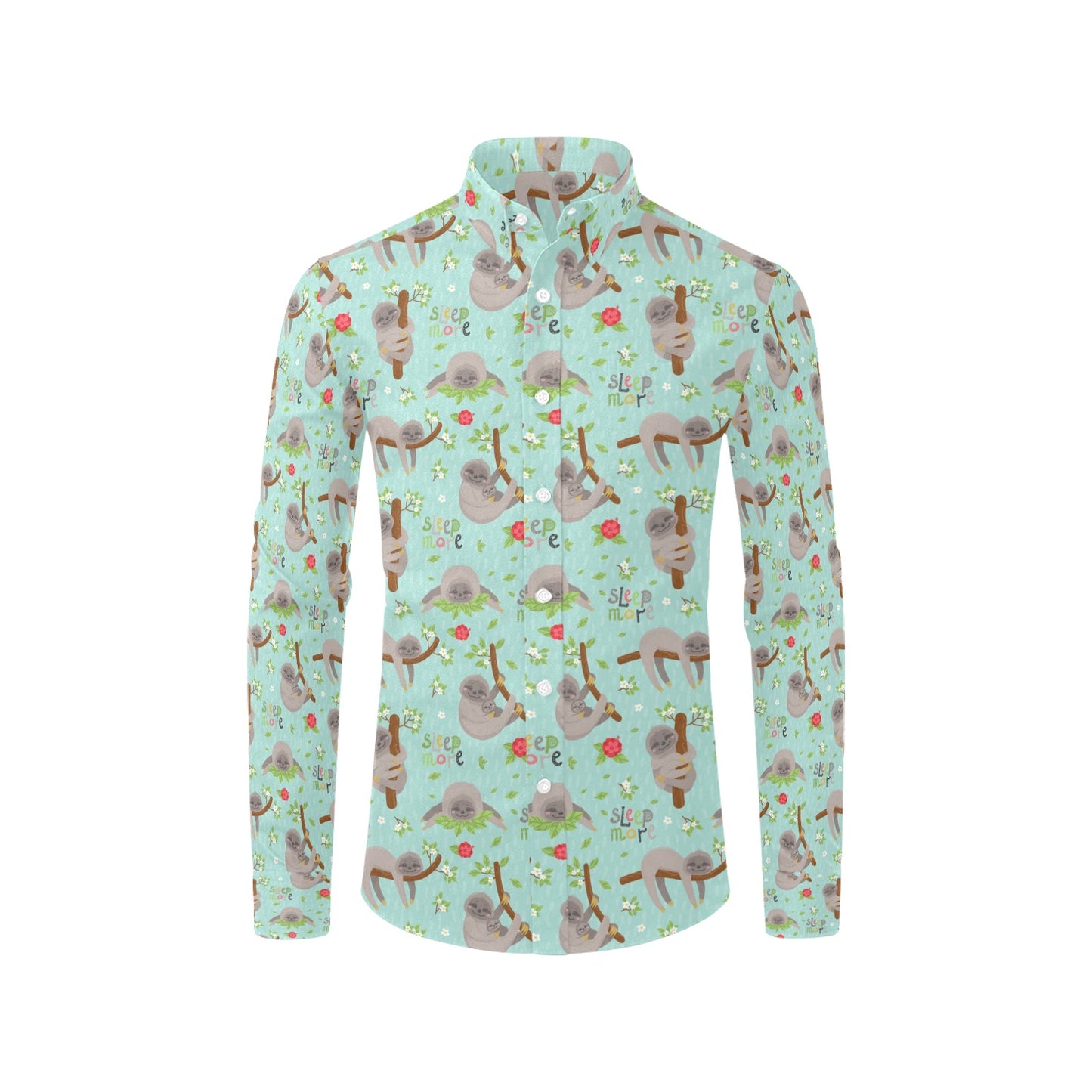 Sloth Print Design LKS305 Men's Long Sleeve Dress Shirt