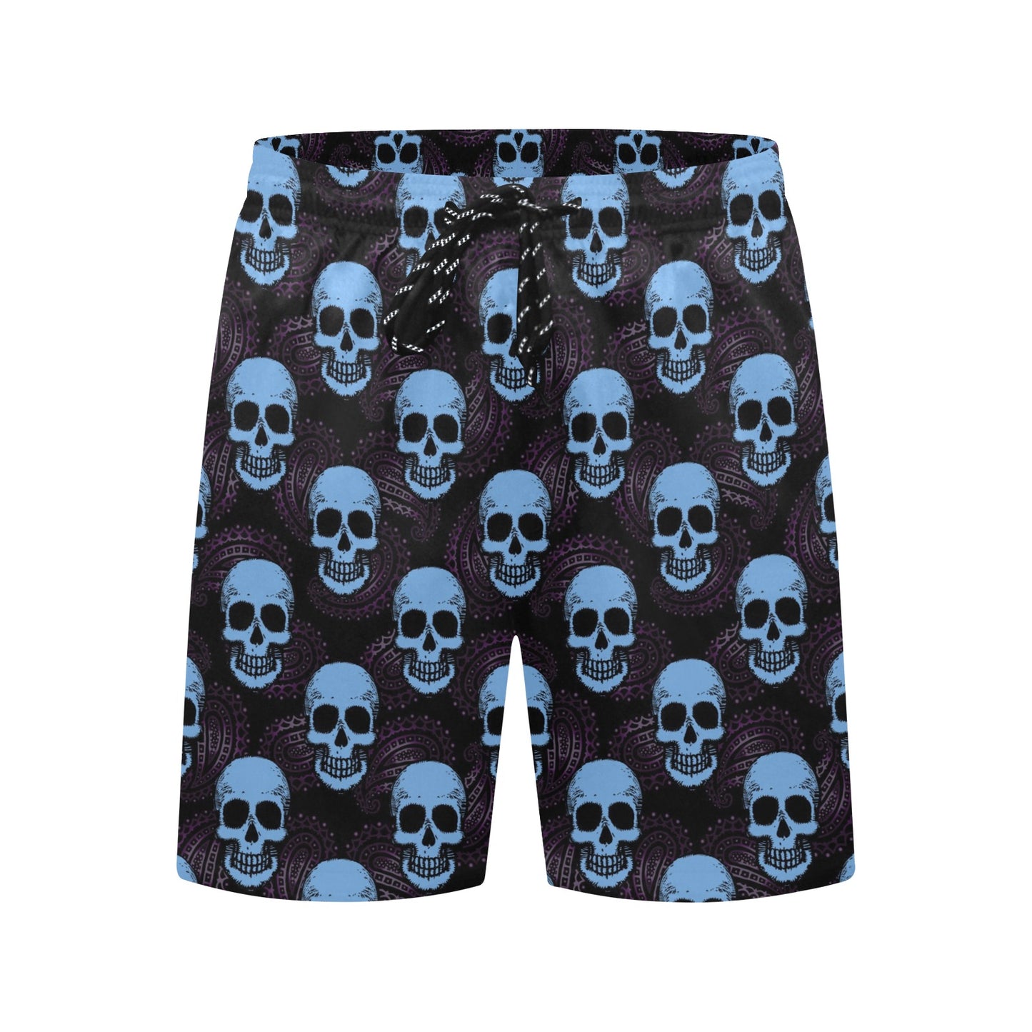 Skull Print Design LKS3012 Men's Swim Trunks Beach Shorts