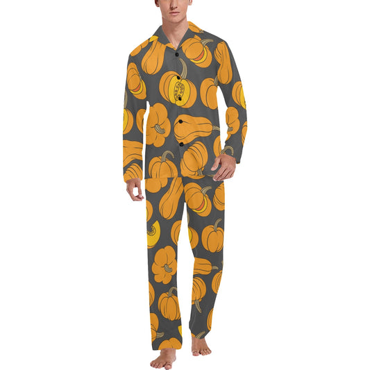 Pumpkin Pattern Print Design A03 Men's Long Pajama Set