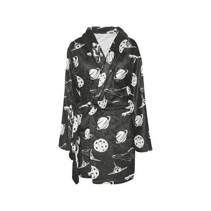 Space Astronauts Print Women's Fleece Robe