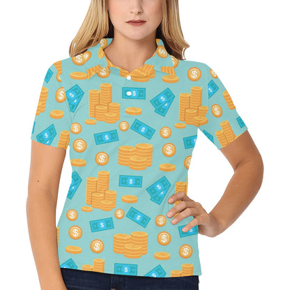 Money Pattern Print Design 03 Women's Polo Shirt