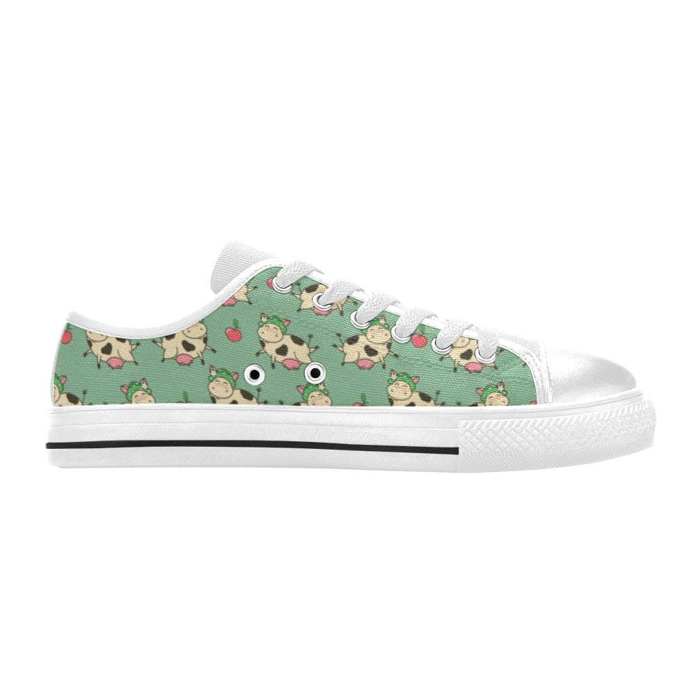Cattle Print Design LKS402 Women's White Low Top Shoes