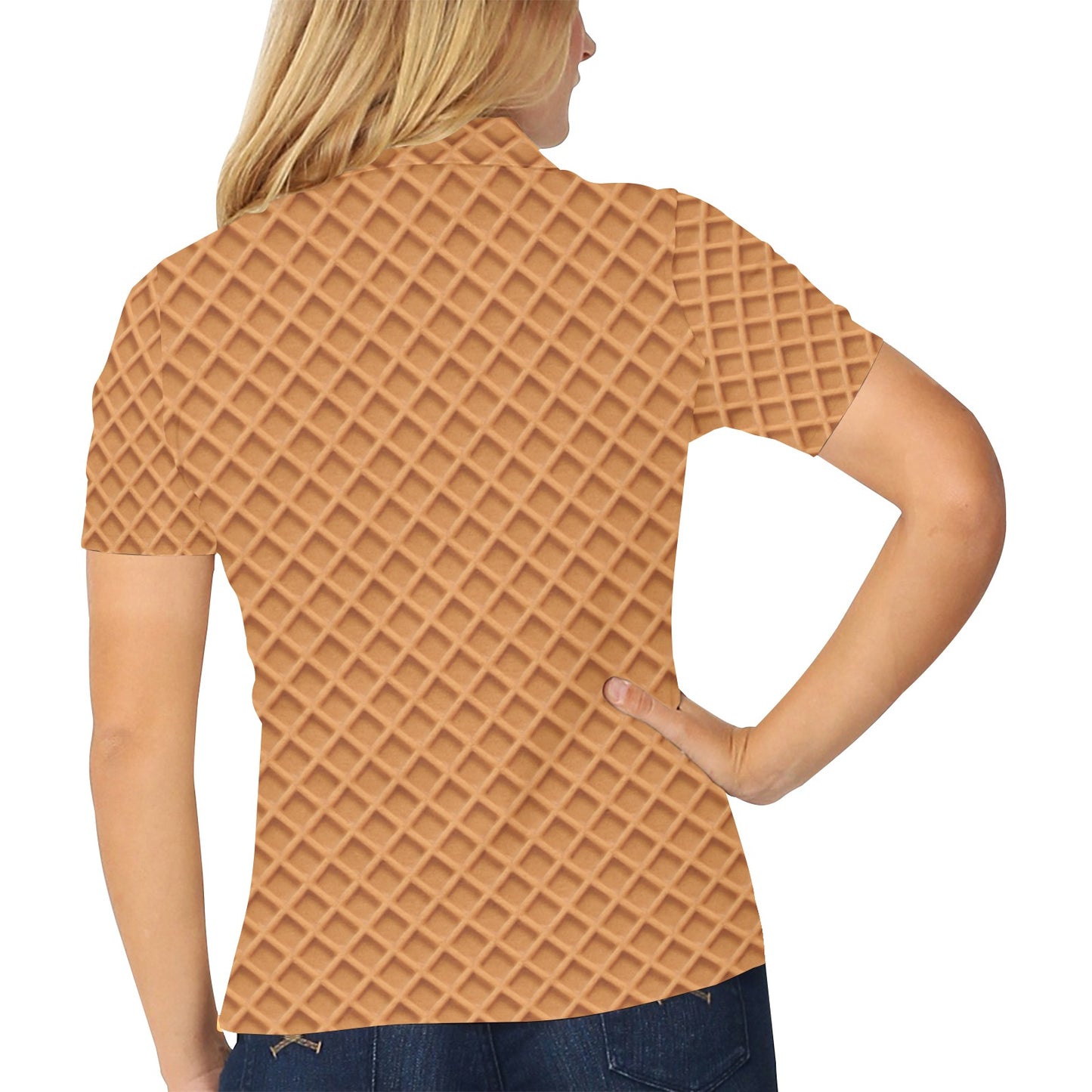 Waffle Texture Print Design LKS301 Women's Polo Shirt