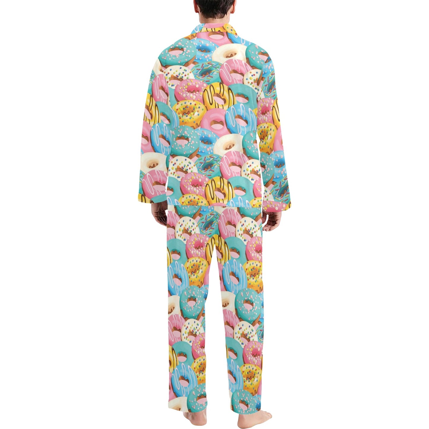 Donut Pattern Print Design DN01 Men's Long Pajama Set