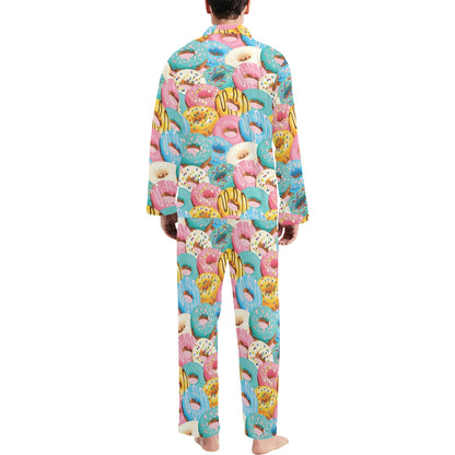 Donut Pattern Print Design DN01 Men's Long Pajama Set