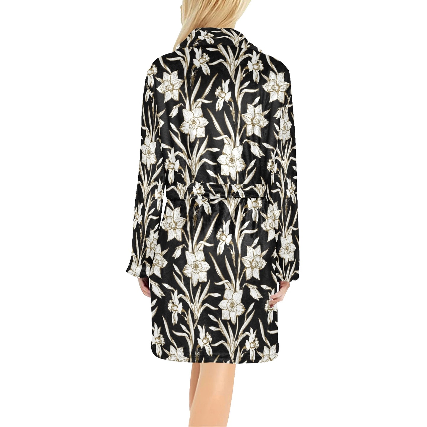 Daffodils Pattern Print Design DF06 Women's Fleece Robe