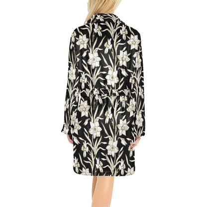 Daffodils Pattern Print Design DF06 Women's Fleece Robe