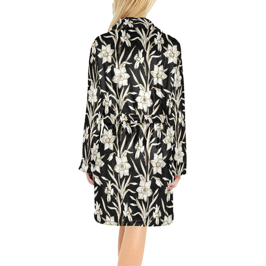 Daffodils Pattern Print Design DF06 Women's Fleece Robe