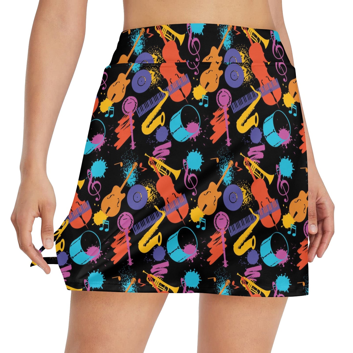 Saxophone Print Design LKS406 17" Golf & Pickleball Skort with Pockets