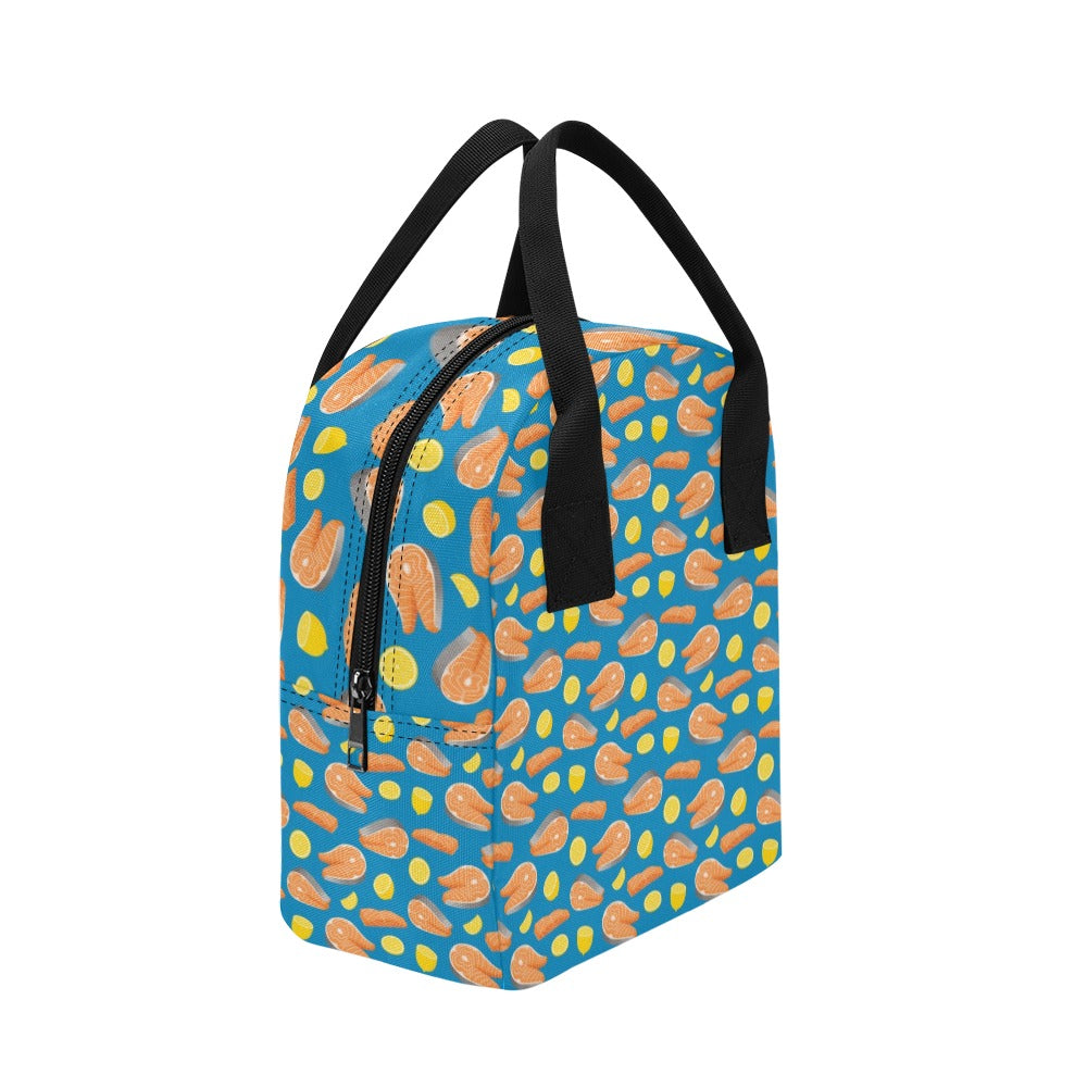 Salmon Steak With Lemon Print Design LKS308 Insulated Lunch Bag