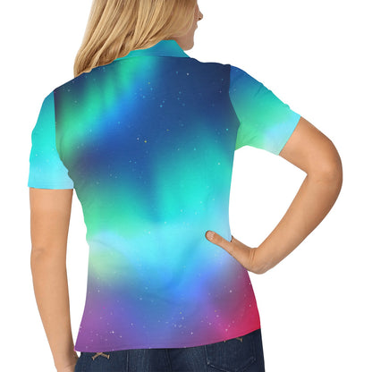 Aurora Borealis Pattern Print Design 02 Women's Polo Shirt