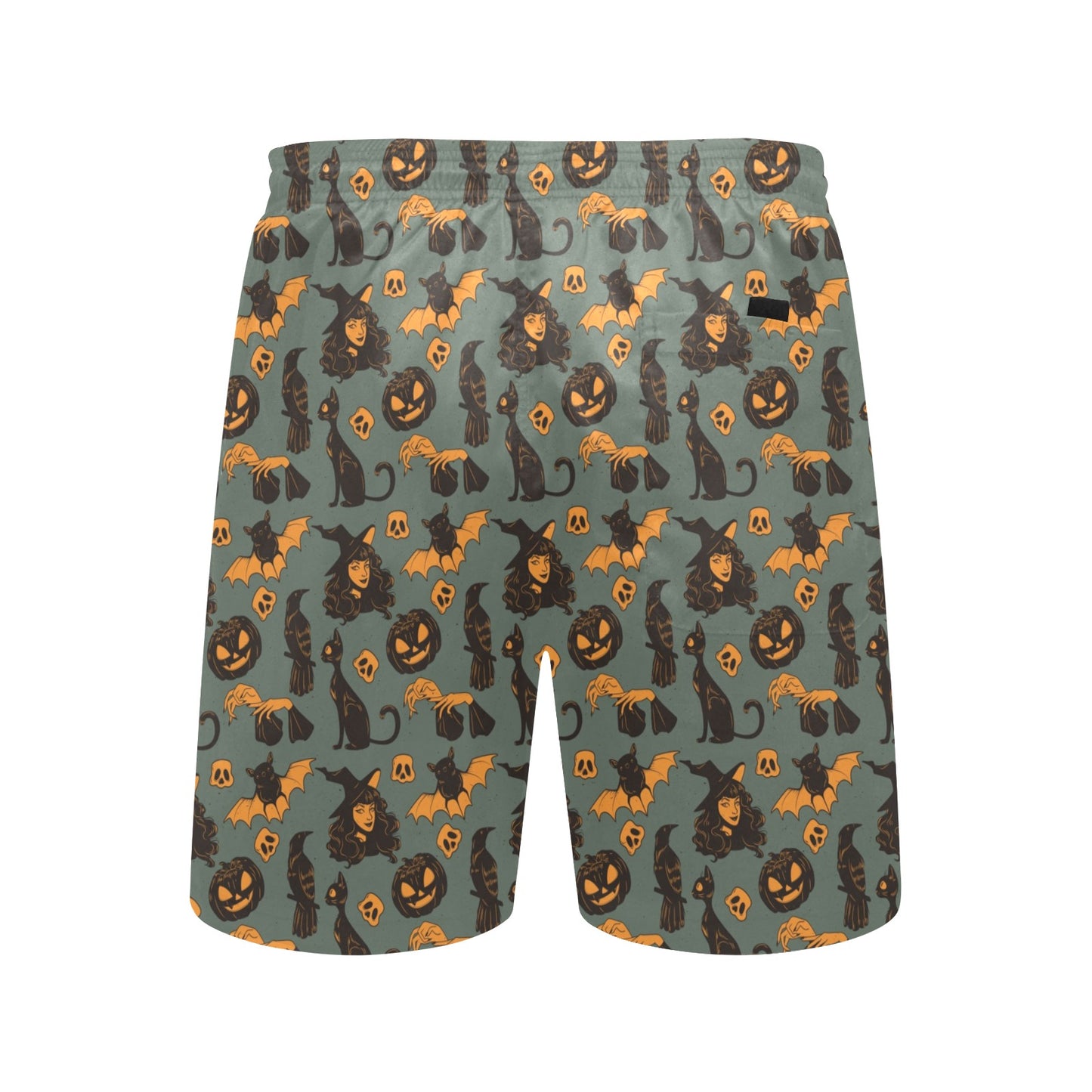 Witch Bat Halloween Print Design LKS305 Men's Swim Trunks Beach Shorts