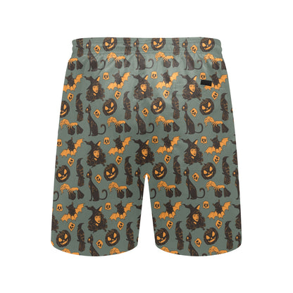 Witch Bat Halloween Print Design LKS305 Men's Swim Trunks Beach Shorts