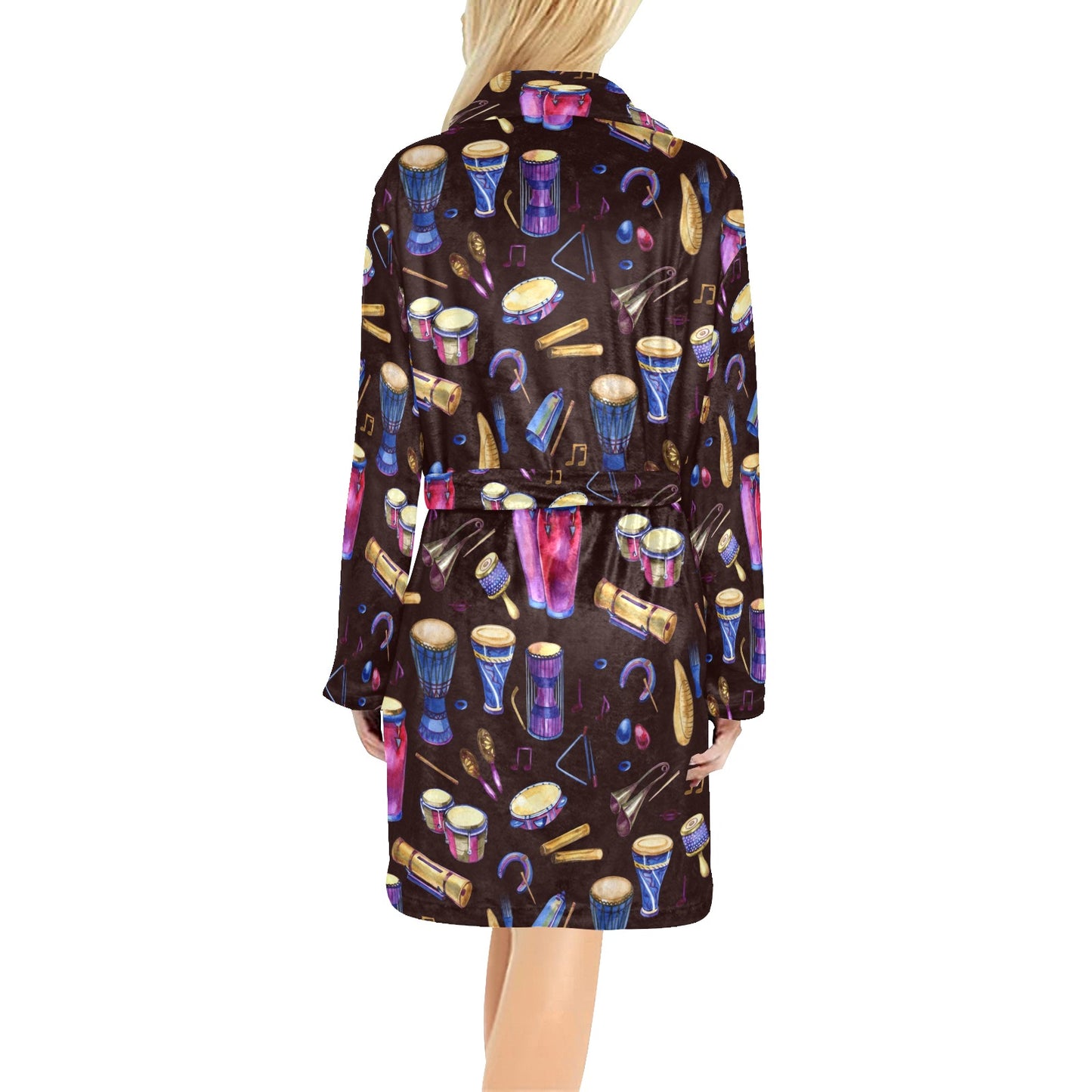 Percussion Neon Pattern Print Design 04 Women's Fleece Robe