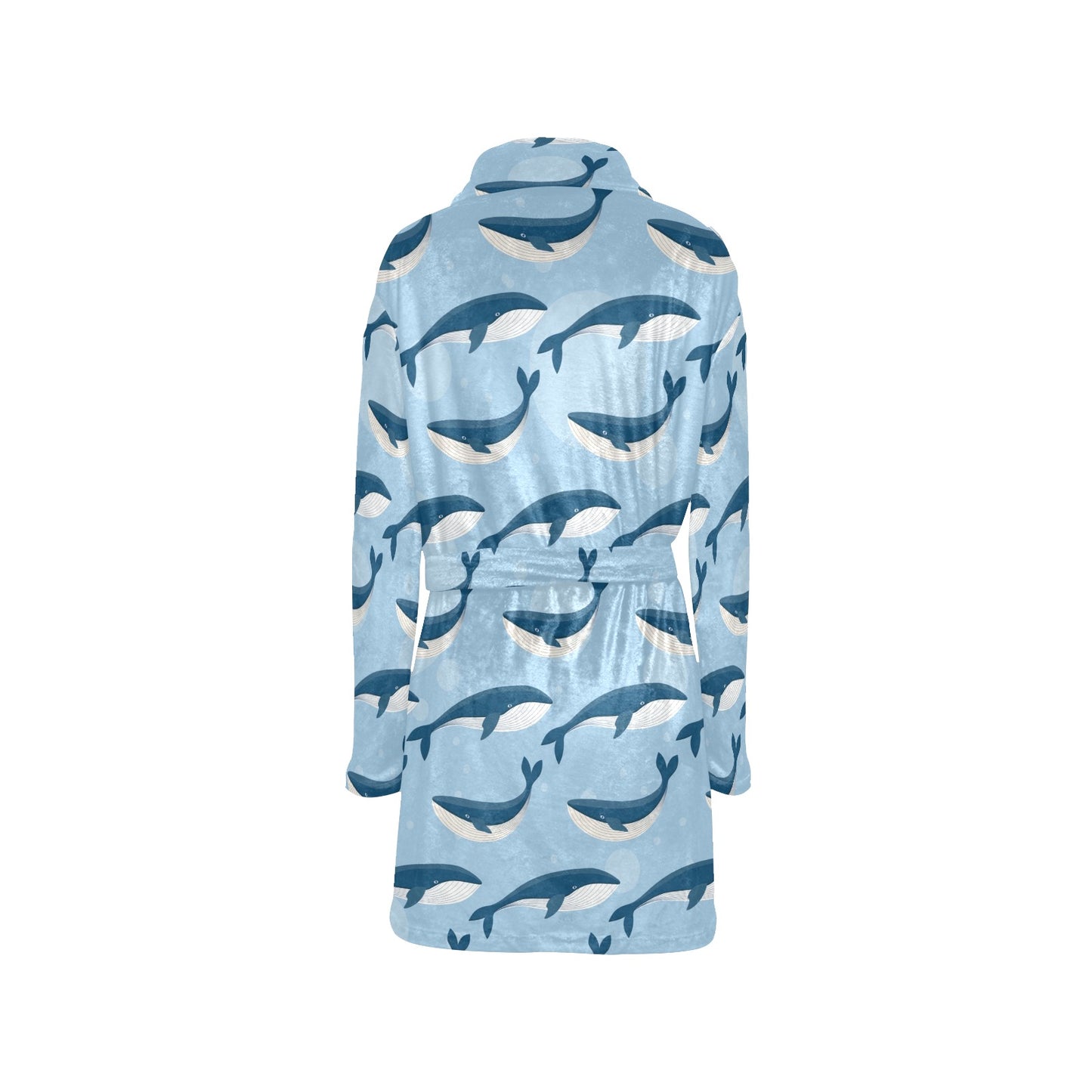 Blue Whale Pattern Print Design 02 Women's Fleece Robe