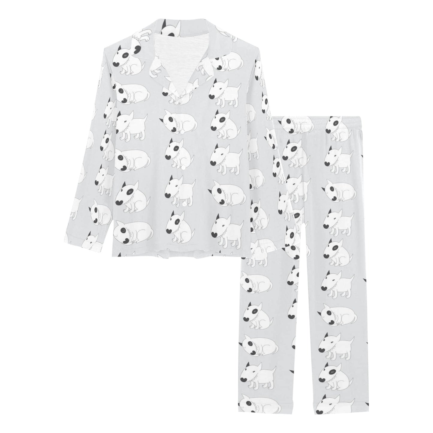 Bull Terrier hand draw Print Pattern Women's Long Pajama Set