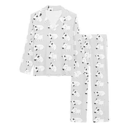 Bull Terrier hand draw Print Pattern Women's Long Pajama Set