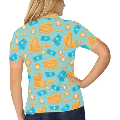 Money Pattern Print Design 03 Women's Polo Shirt