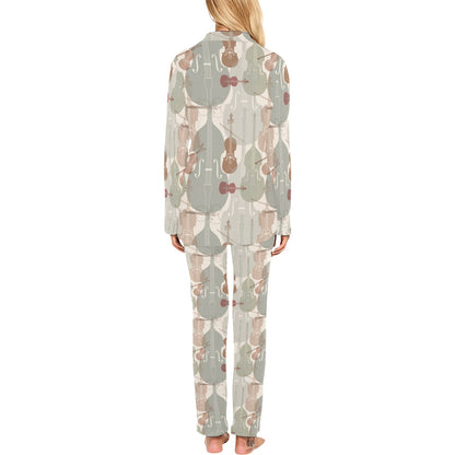Violin Pattern Print Design 01 Women's Long Pajama Set