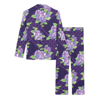 Morning Glory Pattern Print Design MG03 Women's Long Pajama Set