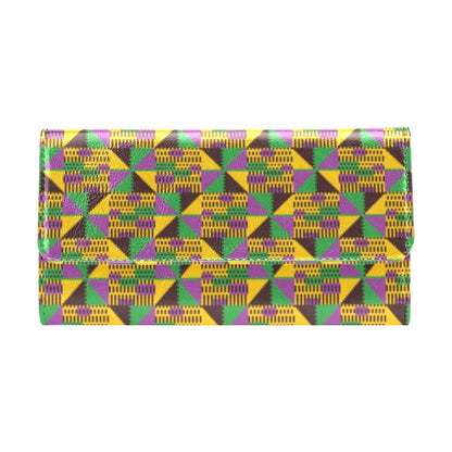 Kente Triangle Design African Print Women's Trifold Wallet