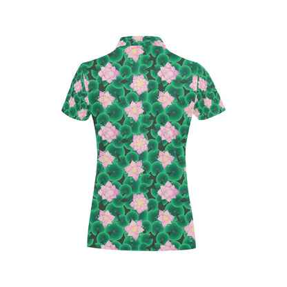 Water Lily Print Design LKS303 Women's Polo Shirt