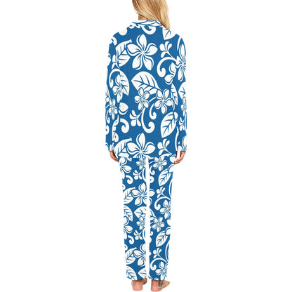 Plumeria Pattern Print Design PM013 Women's Long Pajama Set