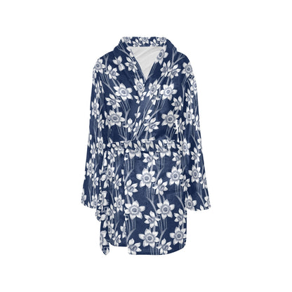 Daffodils Pattern Print Design DF09 Women's Fleece Robe