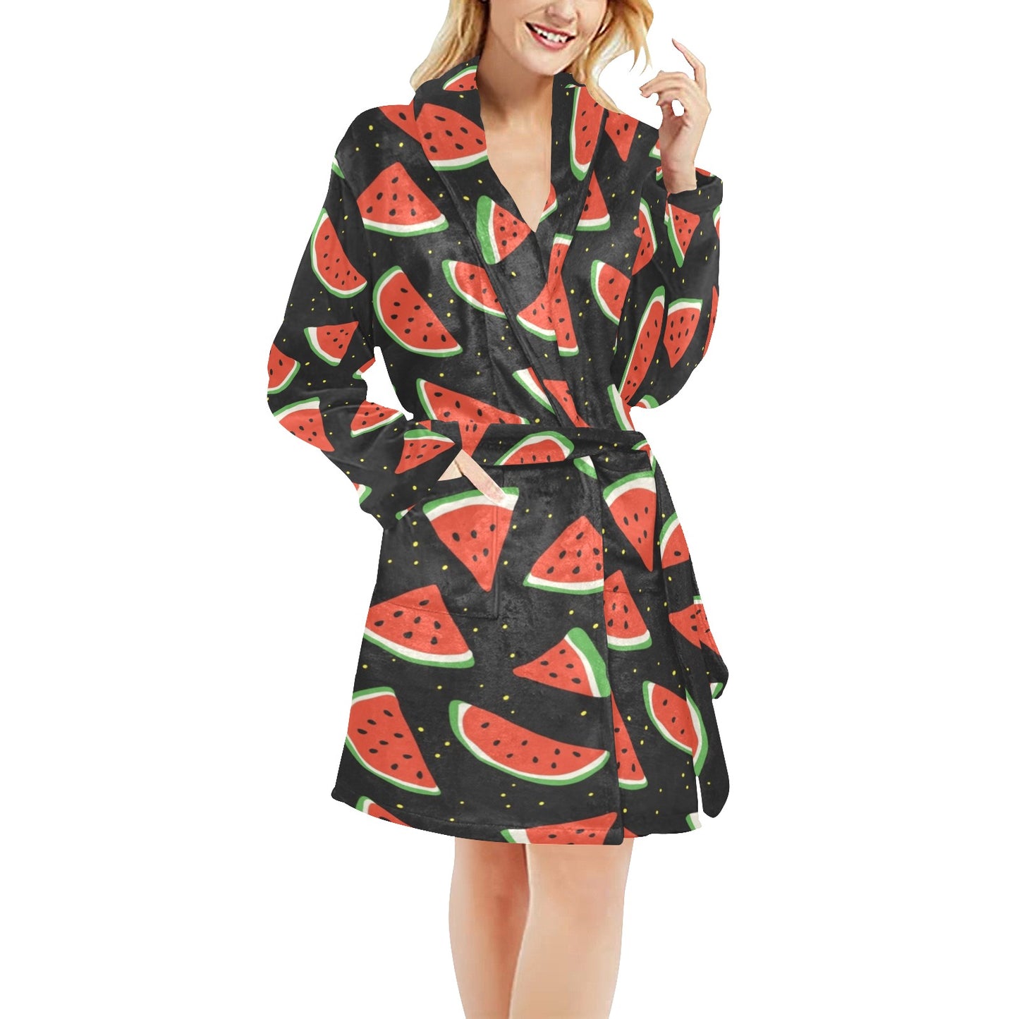 Watermelon Pattern Print Design WM09 Women's Fleece Robe