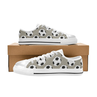 Soccer Ball Print Design LKS302 Women's White Low Top Shoes