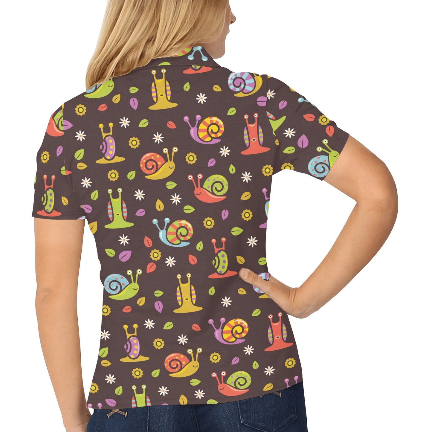 Snail Pattern Print Design 01 Women's Polo Shirt